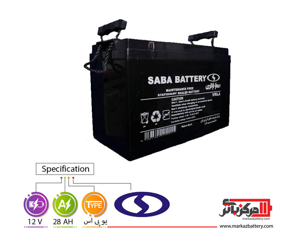 تصویر باتری خورشیدی 12 ولتی 28 آمپر صبا UPS Battrey solar 12v 42A/h Saba ups